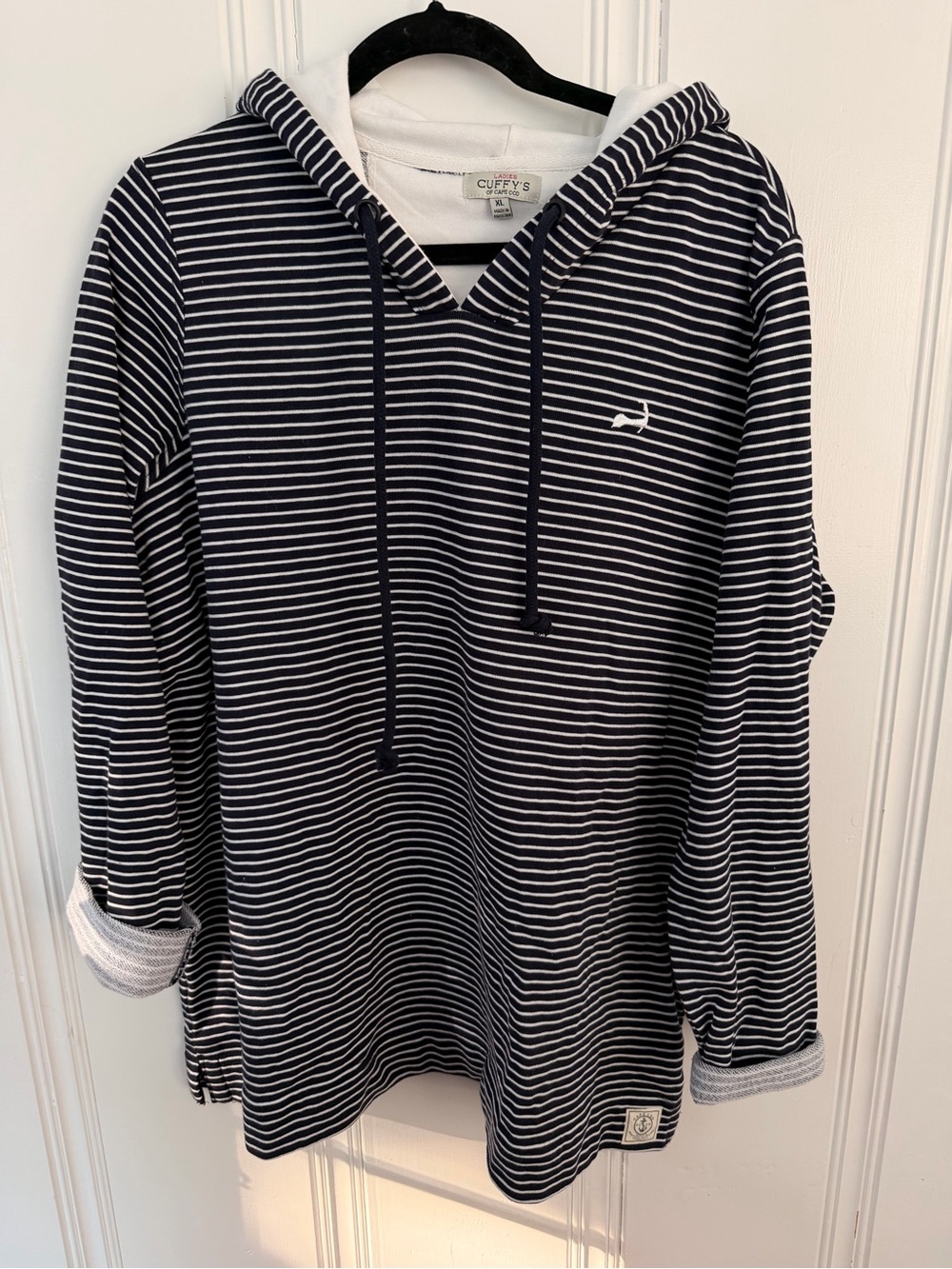 Cuddl Duds Navy & White Striped Hooded Pullover - Cuddl Duds